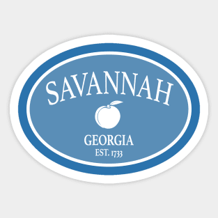 Savannah Georgia Est 1733 Peach Oval Coastal Blue Sticker